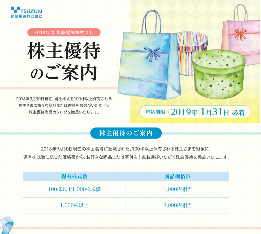 都築電気株式会社 株主優待のご案内