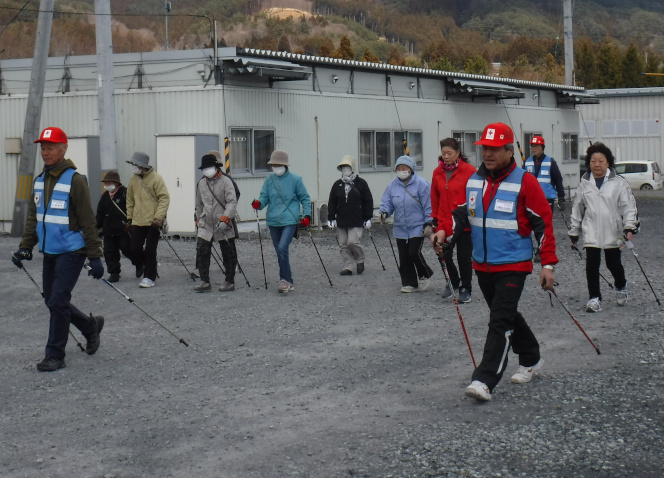 Participants enjoying Nordic style walking.