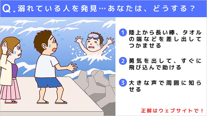 溺れている人を発見…あなたは、どうする？